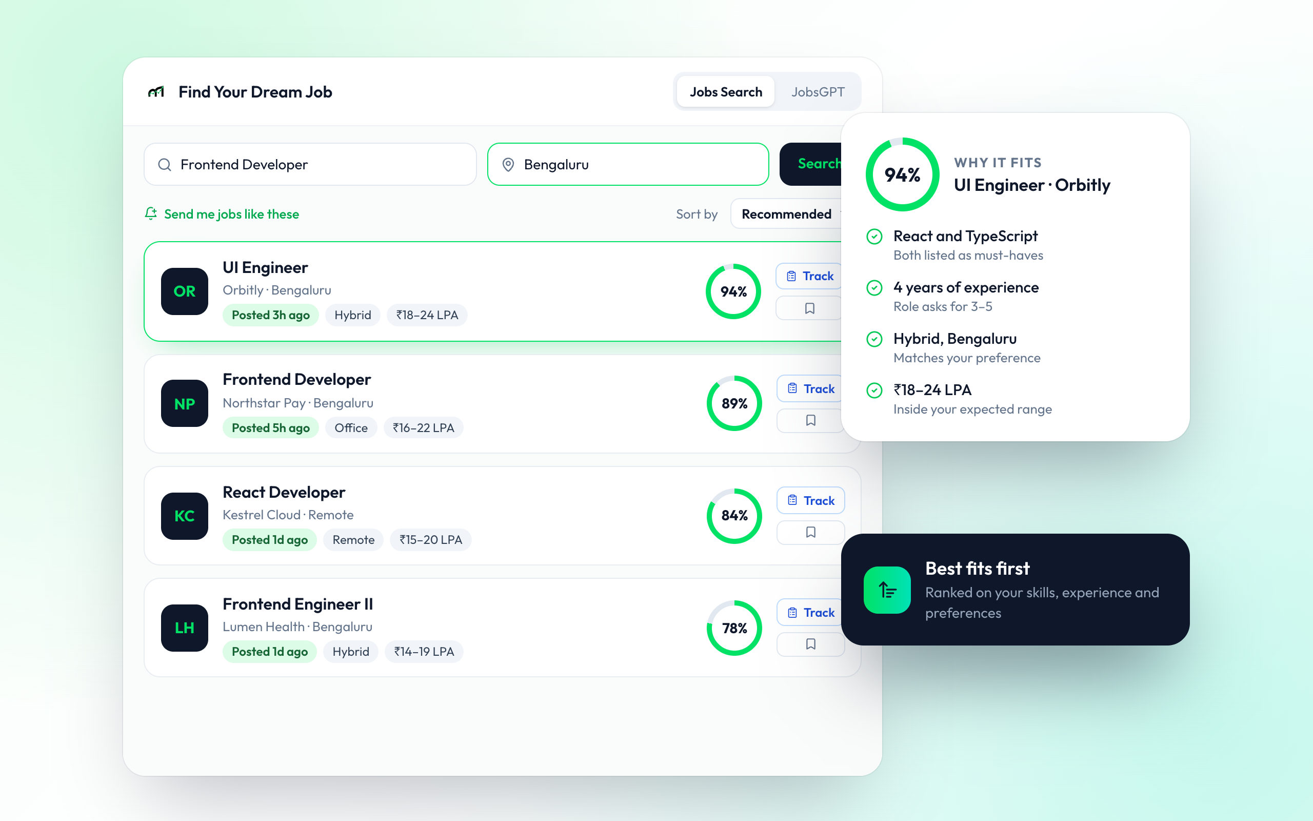 Your Best-Fit Jobs, Listed First