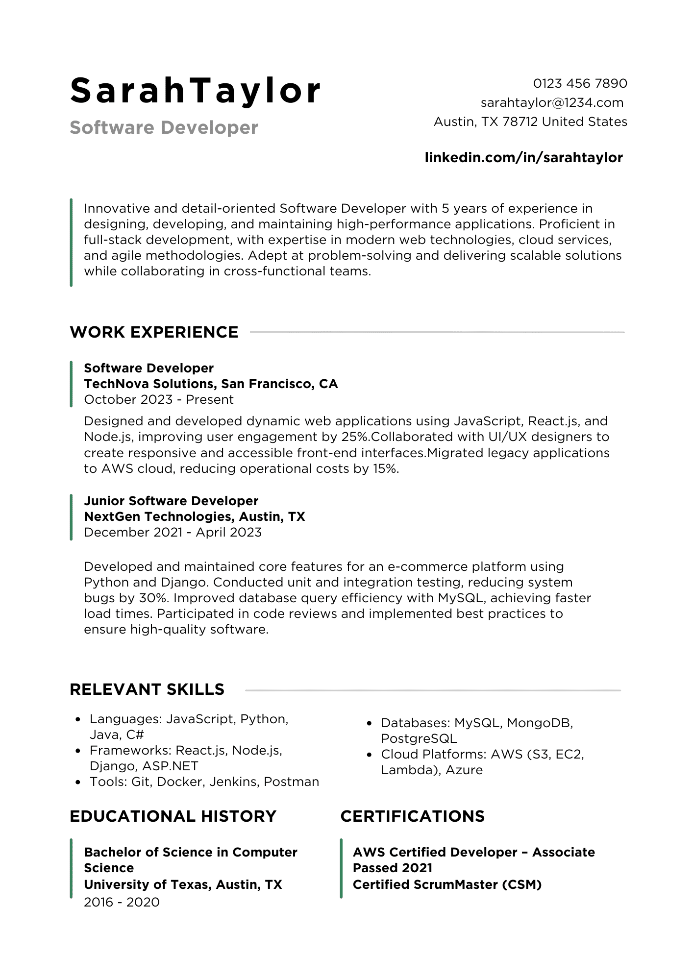 Resume Template 1